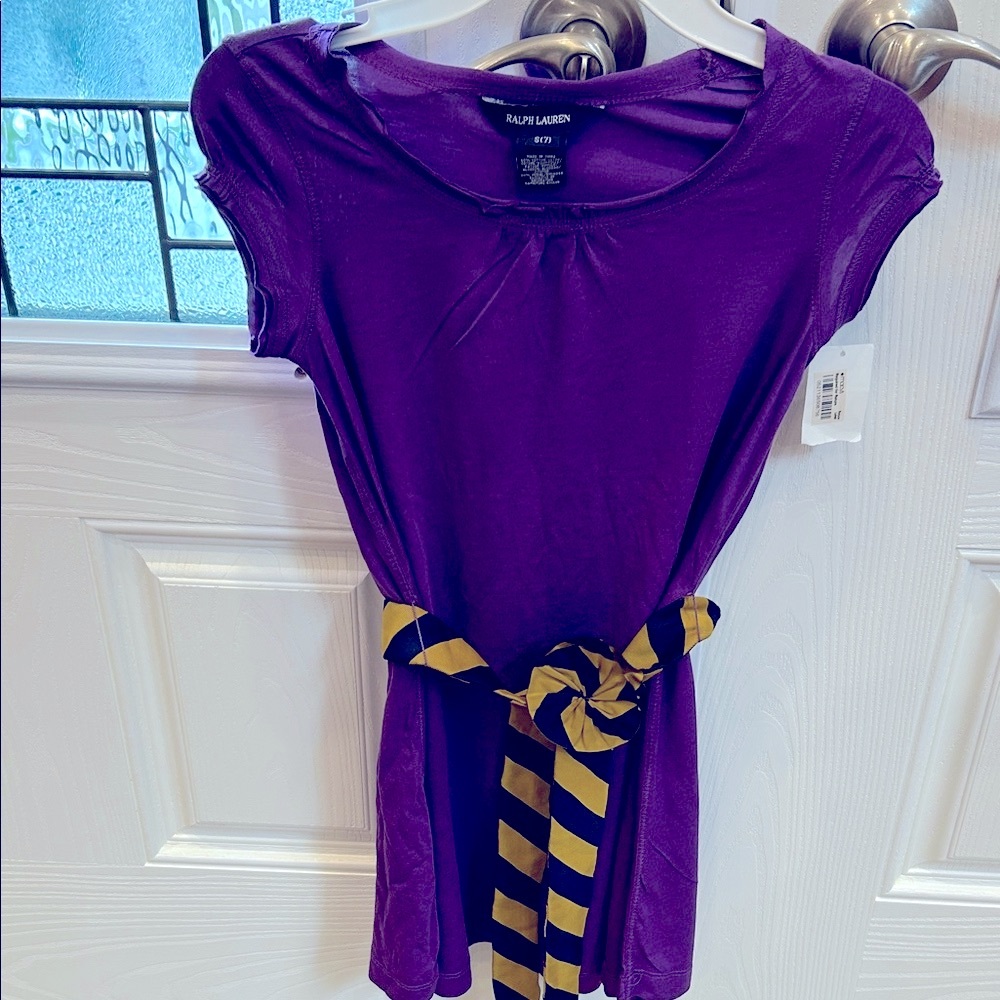 Ralph Lauren Purple Dress with Yellow and Navy Belt